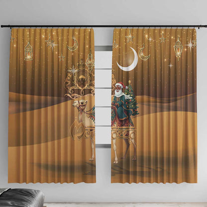 Afro Christmas in Sahara Morocco Window Curtain Black Santa Riding Camel - African Pride