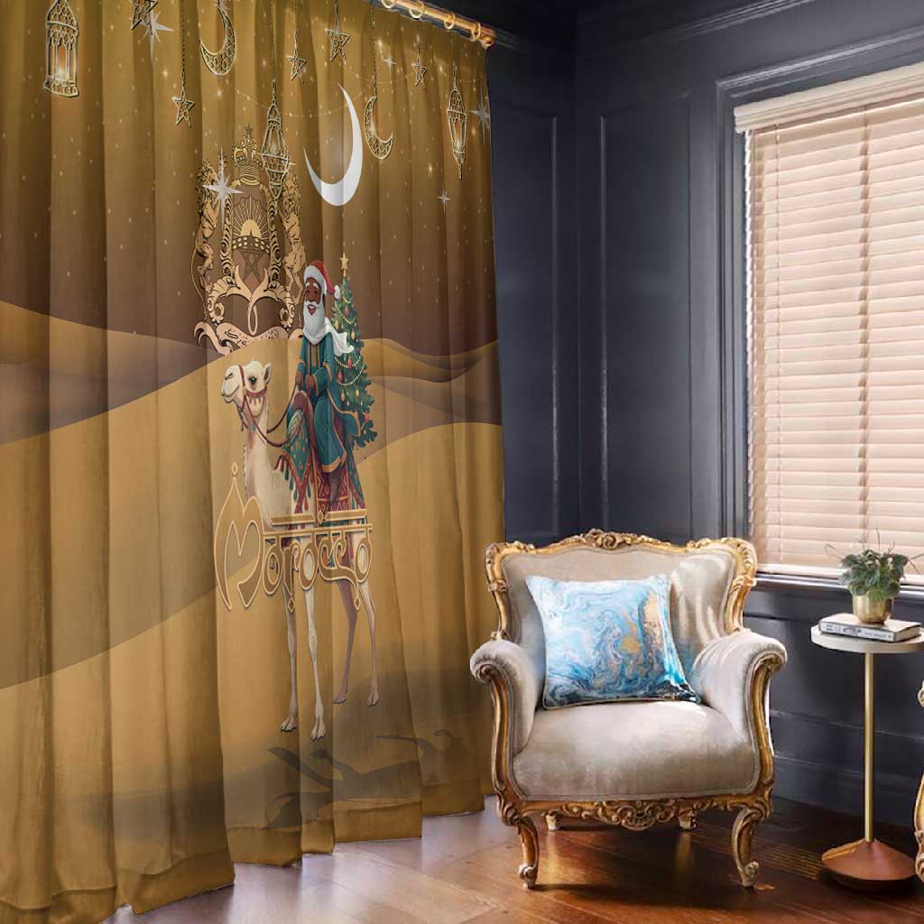 Afro Christmas in Sahara Morocco Window Curtain Black Santa Riding Camel - African Pride