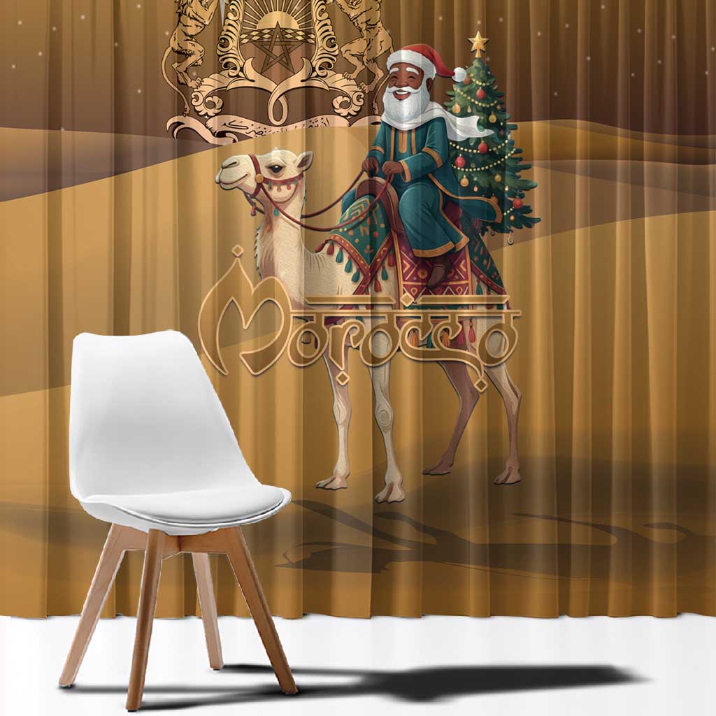 Afro Christmas in Sahara Morocco Window Curtain Black Santa Riding Camel - African Pride