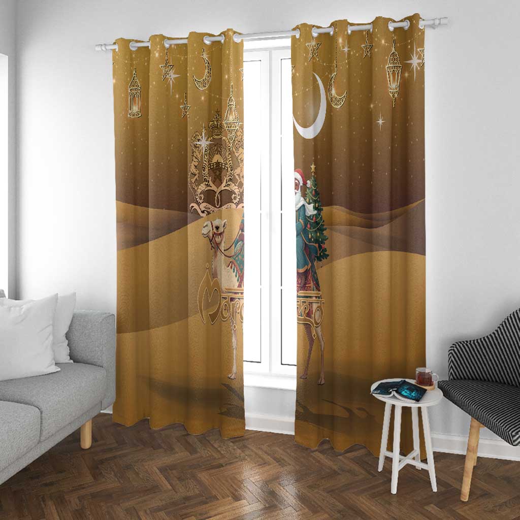 Afro Christmas in Sahara Morocco Window Curtain Black Santa Riding Camel - African Pride