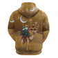 Afro Christmas in Sahara Morocco Zip Hoodie Black Santa Riding Camel - African Pride