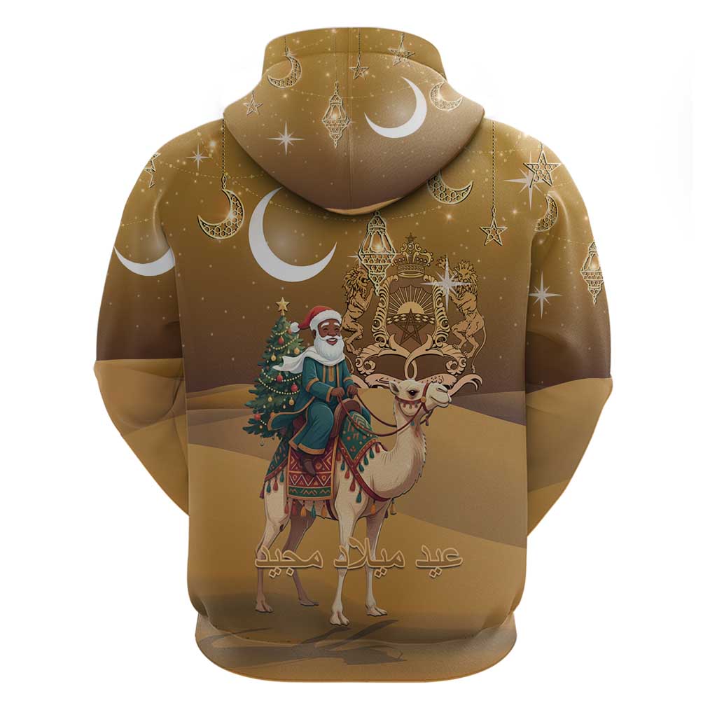 Afro Christmas in Sahara Morocco Zip Hoodie Black Santa Riding Camel - African Pride