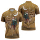 Morocco Christmas in Sahara Zipper Polo Shirt Black Santa Riding Camel