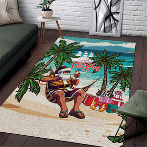 Afro Christmas in Liberia Area Rug Santa Chill on Tropical Beach - African Pride