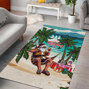 Afro Christmas in Liberia Area Rug Santa Chill on Tropical Beach - African Pride