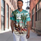 Afro Christmas in Liberia Baseball Jersey Santa Chill on Tropical Beach - African Pride