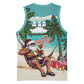 Afro Christmas in Liberia Basketball Jersey Santa Chill on Tropical Beach - African Pride