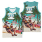 Afro Christmas in Liberia Basketball Jersey Santa Chill on Tropical Beach - African Pride