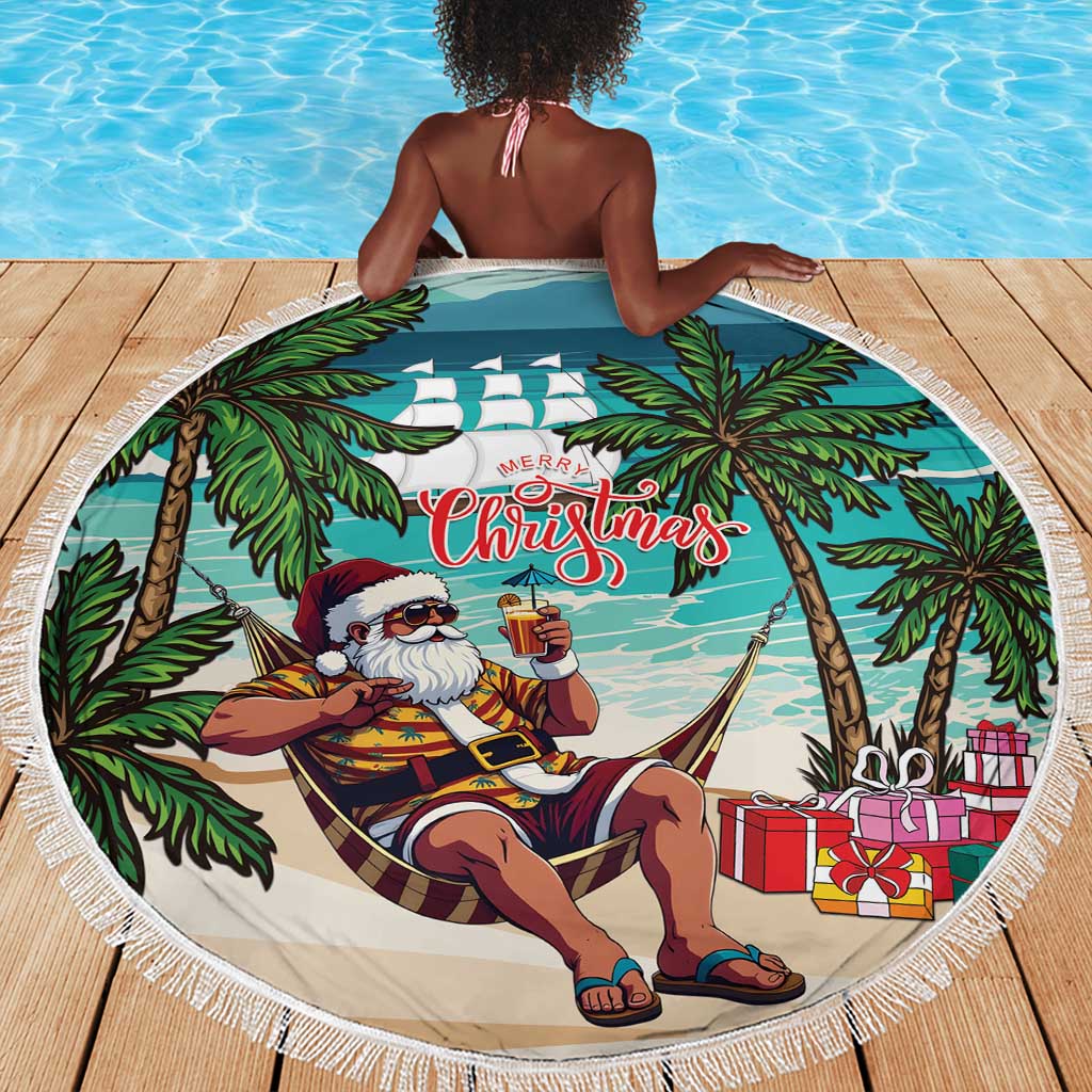 Afro Christmas in Liberia Beach Blanket Santa Chill on Tropical Beach - African Pride