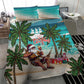 Afro Christmas in Liberia Bedding Set Santa Chill on Tropical Beach - African Pride