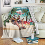 Afro Christmas in Liberia Blanket Santa Chill on Tropical Beach - African Pride