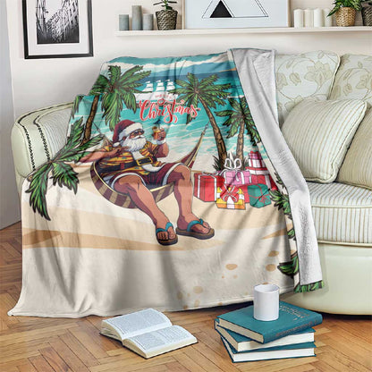 Afro Christmas in Liberia Blanket Santa Chill on Tropical Beach - African Pride