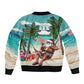 Afro Christmas in Liberia Bomber Jacket Santa Chill on Tropical Beach - African Pride