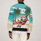 Afro Christmas in Liberia Bomber Jacket Santa Chill on Tropical Beach - African Pride