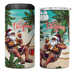 Afro Christmas in Liberia 4 in 1 Can Cooler Tumbler Santa Chill on Tropical Beach - African Pride