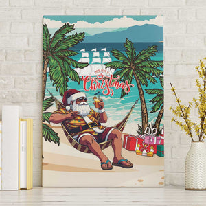 Afro Christmas in Liberia Canvas Wall Art Santa Chill on Tropical Beach - African Pride