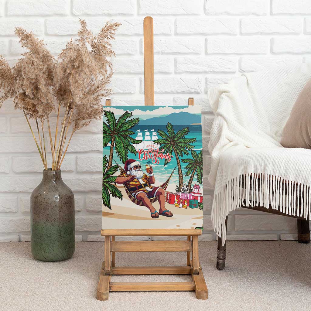 Afro Christmas in Liberia Canvas Wall Art Santa Chill on Tropical Beach - African Pride