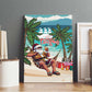 Afro Christmas in Liberia Canvas Wall Art Santa Chill on Tropical Beach - African Pride