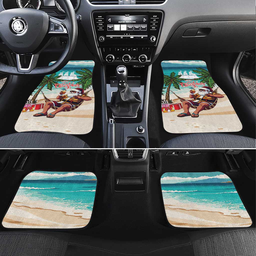 Afro Christmas in Liberia Car Mats Santa Chill on Tropical Beach - African Pride