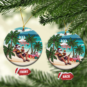 Afro Christmas in Liberia Ceramic Ornament Santa Chill on Tropical Beach - African Pride