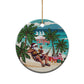 Afro Christmas in Liberia Ceramic Ornament Santa Chill on Tropical Beach - African Pride