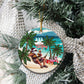 Afro Christmas in Liberia Ceramic Ornament Santa Chill on Tropical Beach - African Pride