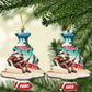 Afro Christmas in Liberia Ceramic Ornament Santa Chill on Tropical Beach - African Pride