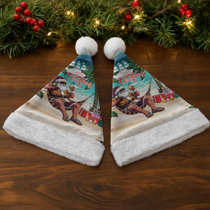 Afro Christmas in Liberia Christmas Santa Hat Santa Chill on Tropical Beach - African Pride