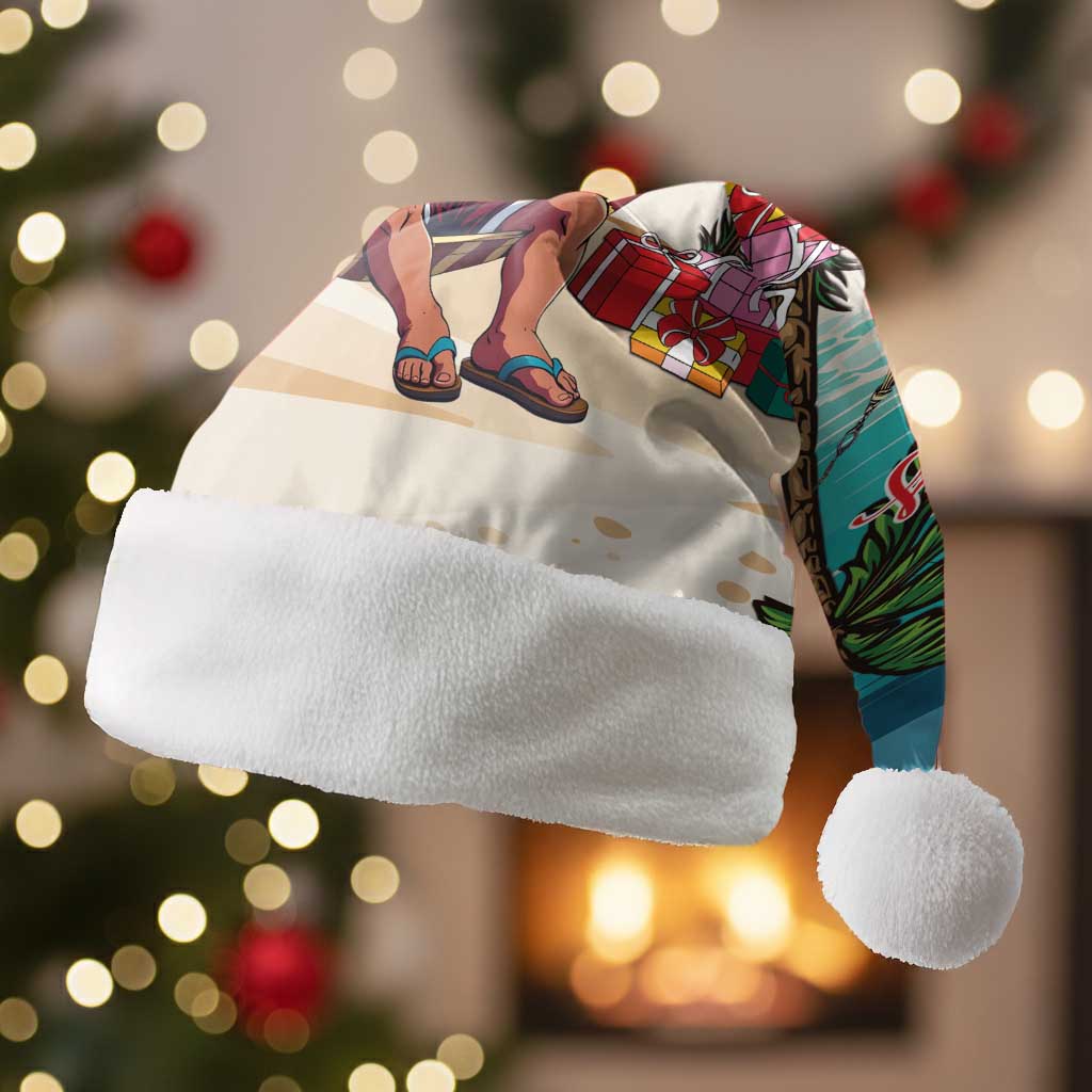 Afro Christmas in Liberia Christmas Santa Hat Santa Chill on Tropical Beach - African Pride