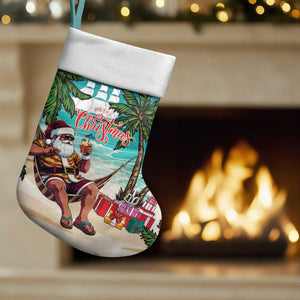 Afro Christmas in Liberia Christmas Stocking Santa Chill on Tropical Beach - African Pride
