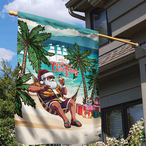 Afro Christmas in Liberia Garden Flag Santa Chill on Tropical Beach - African Pride