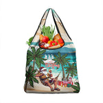 Afro Christmas in Liberia Grocery Bag Santa Chill on Tropical Beach - African Pride