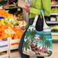 Afro Christmas in Liberia Grocery Bag Santa Chill on Tropical Beach - African Pride