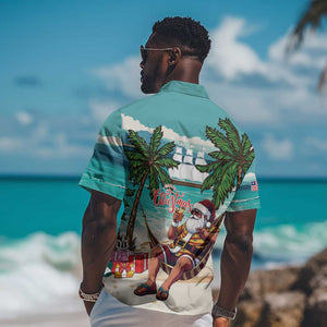 Afro Christmas in Liberia Hawaiian Shirt Santa Chill on Tropical Beach - African Pride