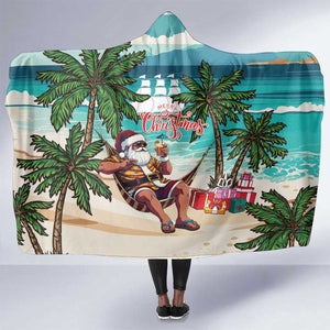 Afro Christmas in Liberia Hooded Blanket Santa Chill on Tropical Beach - African Pride
