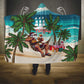 Afro Christmas in Liberia Hooded Blanket Santa Chill on Tropical Beach - African Pride