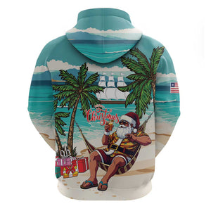 Afro Christmas in Liberia Hoodie Santa Chill on Tropical Beach - African Pride