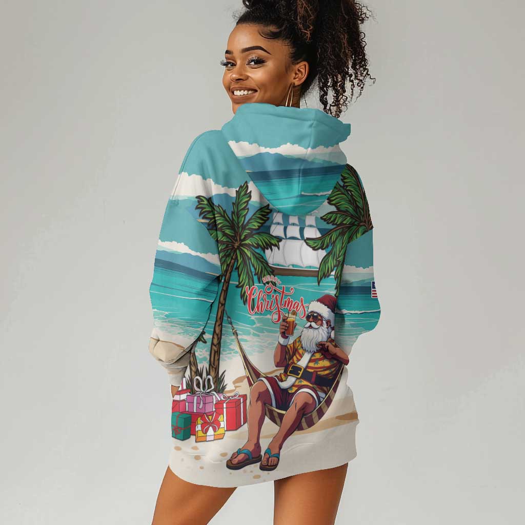 Afro Christmas in Liberia Hoodie Dress Santa Chill on Tropical Beach - African Pride