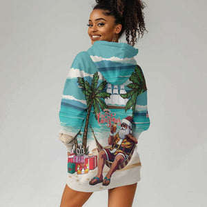 Afro Christmas in Liberia Hoodie Dress Santa Chill on Tropical Beach - African Pride