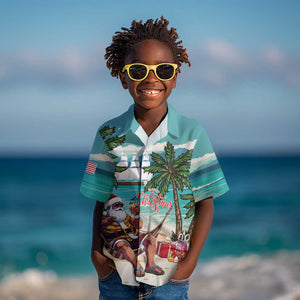 Afro Christmas in Liberia Kid Hawaiian Shirt Santa Chill on Tropical Beach - African Pride