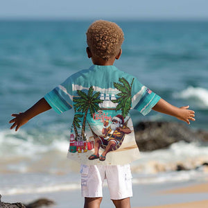 Afro Christmas in Liberia Kid Hawaiian Shirt Santa Chill on Tropical Beach - African Pride