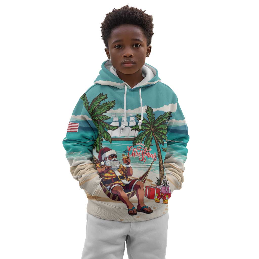 Afro Christmas in Liberia Kid Hoodie Santa Chill on Tropical Beach - African Pride