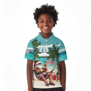 Afro Christmas in Liberia Kid Polo Shirt Santa Chill on Tropical Beach - African Pride
