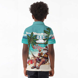 Afro Christmas in Liberia Kid Polo Shirt Santa Chill on Tropical Beach - African Pride
