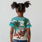 Afro Christmas in Liberia Kid T shirt Santa Chill on Tropical Beach - African Pride
