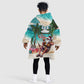 Afro Christmas in Liberia Kid Wearable Blanket Hoodie Santa Chill on Tropical Beach - African Pride
