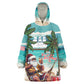 Afro Christmas in Liberia Kid Wearable Blanket Hoodie Santa Chill on Tropical Beach - African Pride