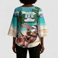 Liberia Christmas Kimono Sleeve Blouse Santa Chill on Tropical Beach