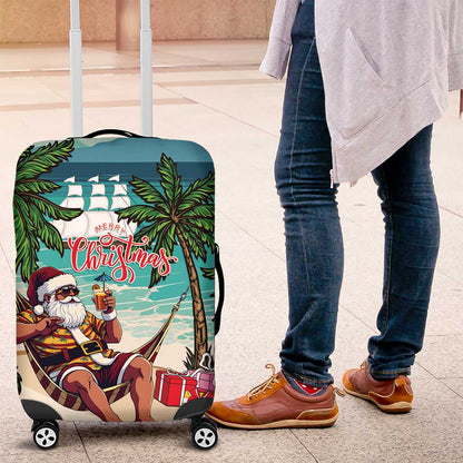 Afro Christmas in Liberia Luggage Cover Santa Chill on Tropical Beach - African Pride