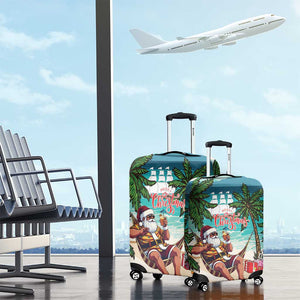 Afro Christmas in Liberia Luggage Cover Santa Chill on Tropical Beach - African Pride